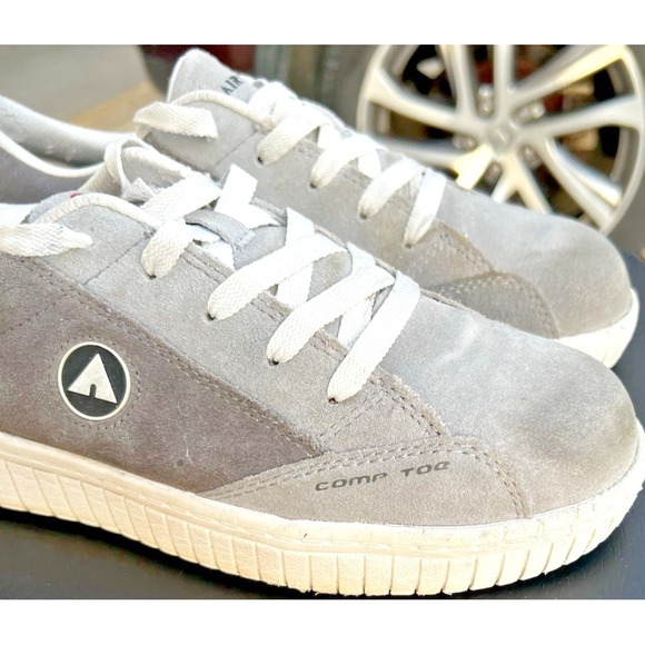 Airwalk Men's 7.5 Women's 9 Grey Suede Camino Composite Toe Work Shoes Lace Up - Picture 6 of 11